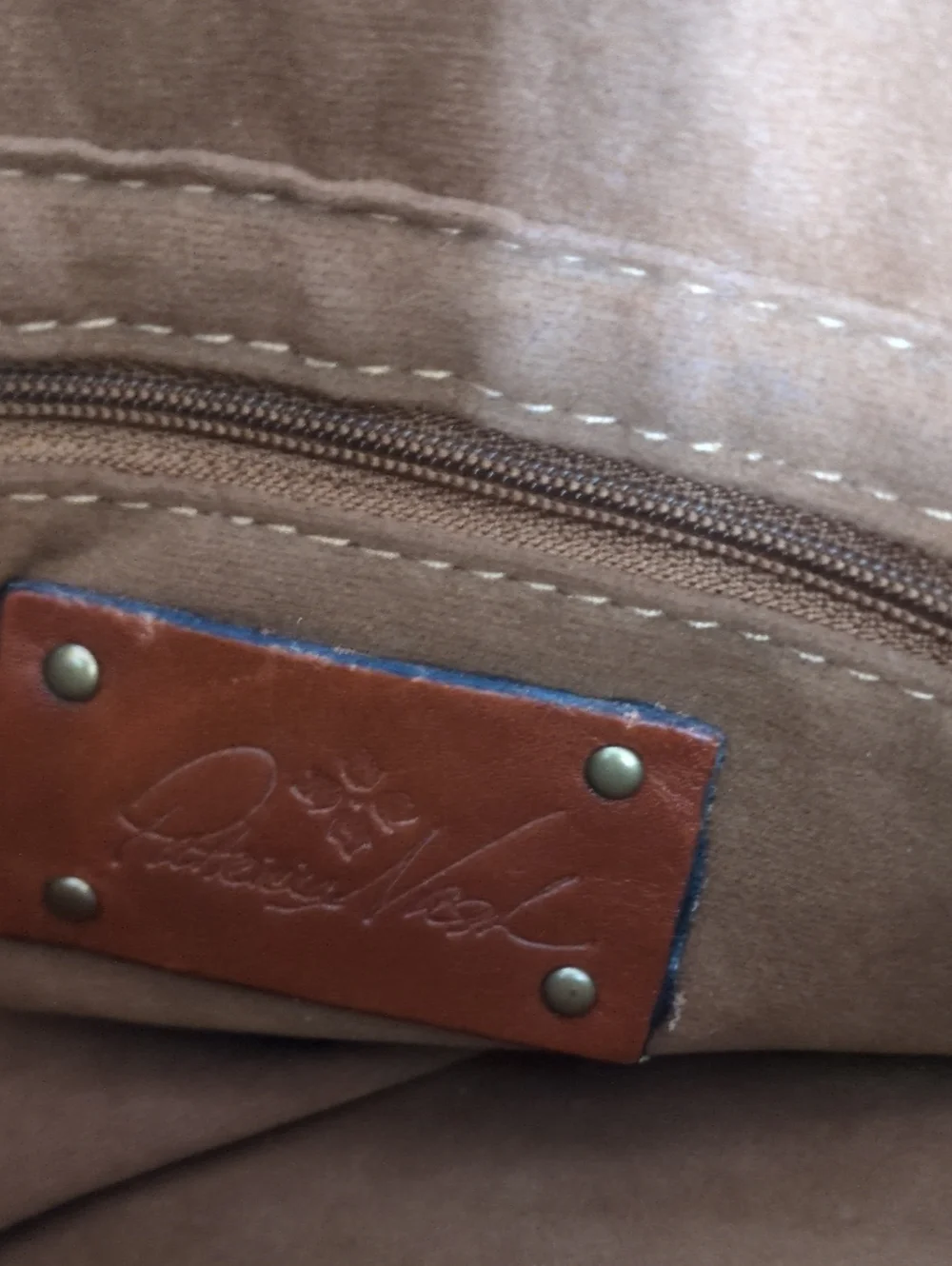 Patricia Nash Cognac Brown Leather Top Handle Satchel Bag